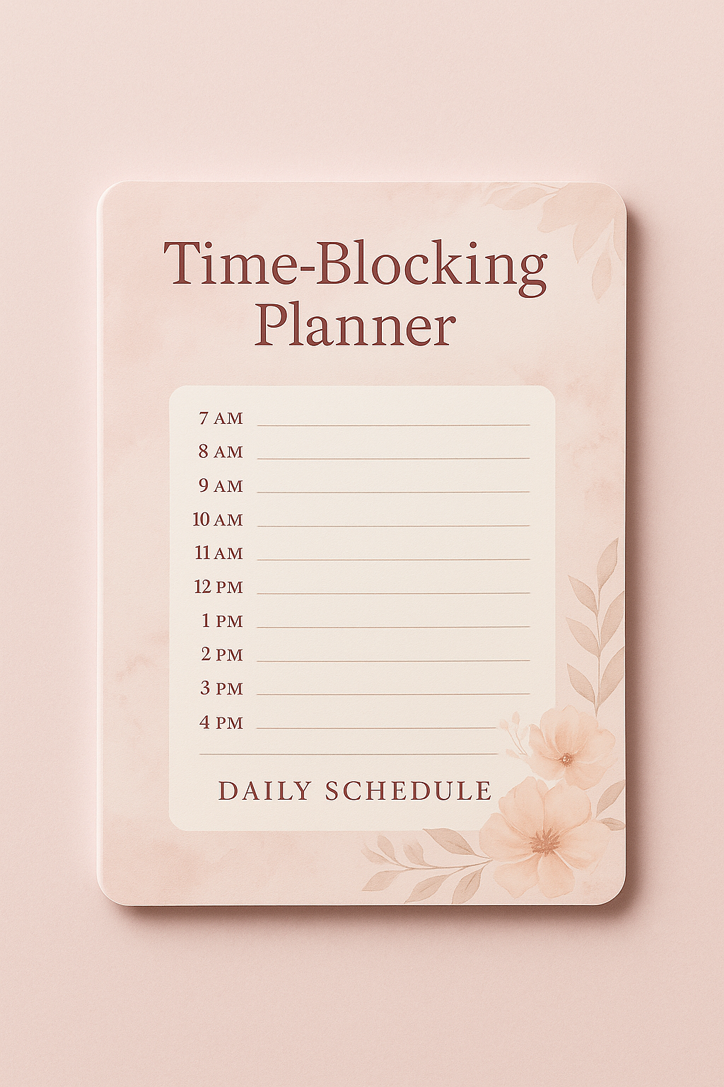 Time-Blocking Planner: A Calm, Feminine Schedule for Daily Balance